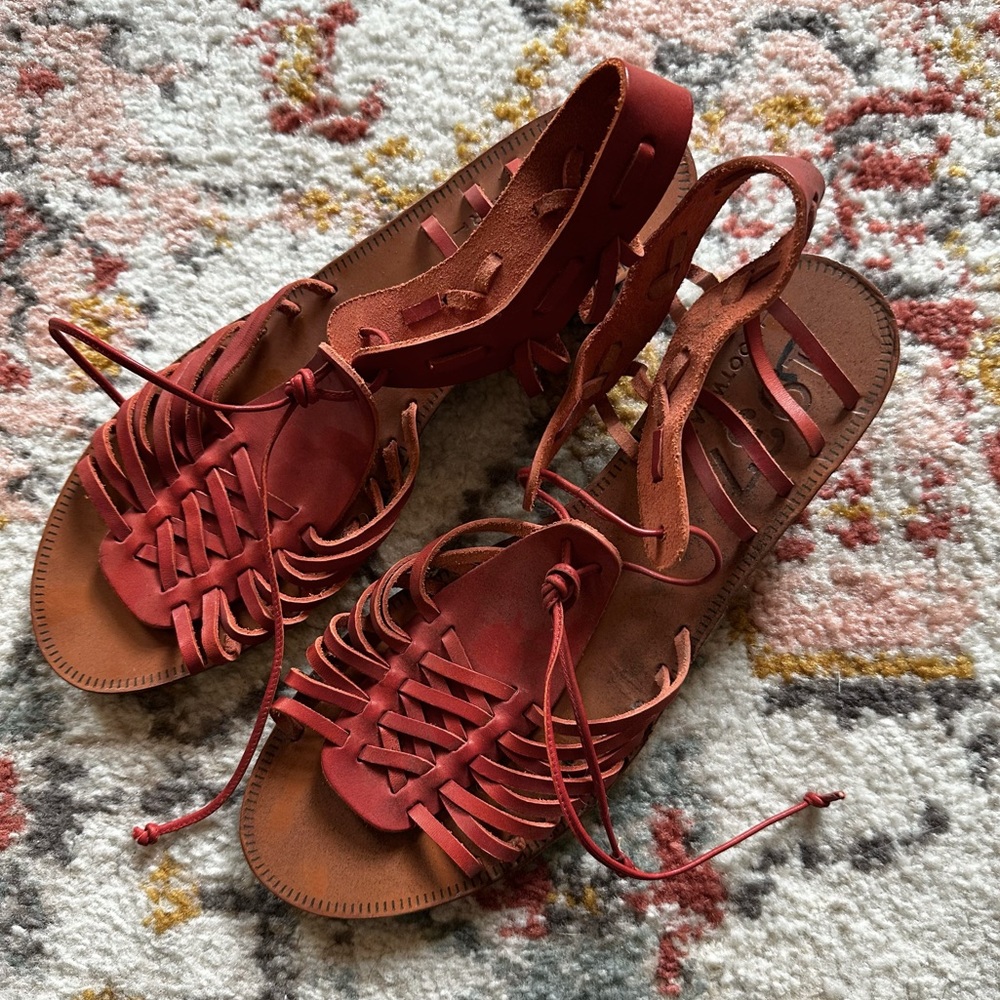 Madewell 1937 Red Leather Strappy Sandals | Size 10